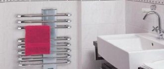 Heated towel rail in the bathroom
