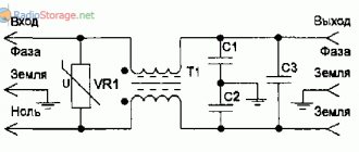 Typical power supply network filter circuit